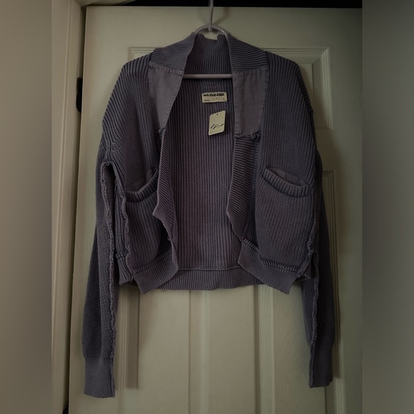Free People We The Free Worn Thru Surplus Cardi Sweater Heavenly Lavender XL nwt - Picture 4 of 8